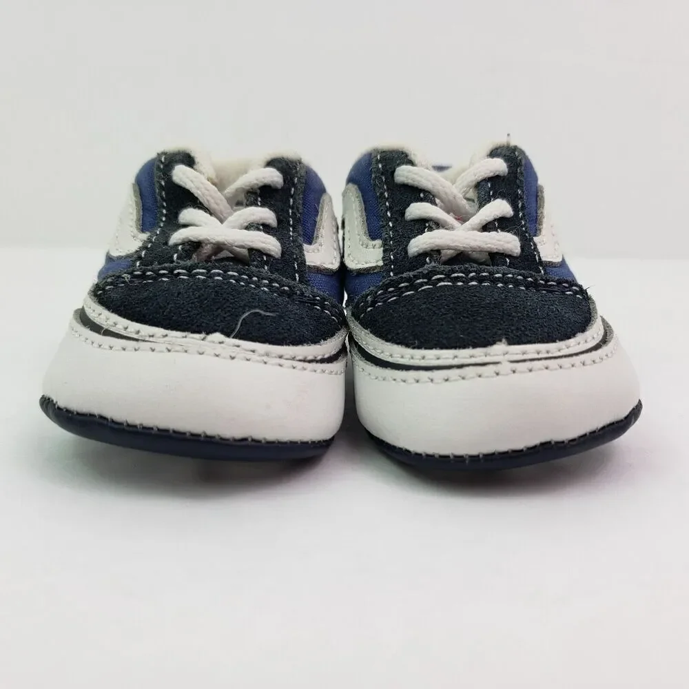 Vans Youth Size 2 Blue Black Classic Stripe Lace Up Shoes